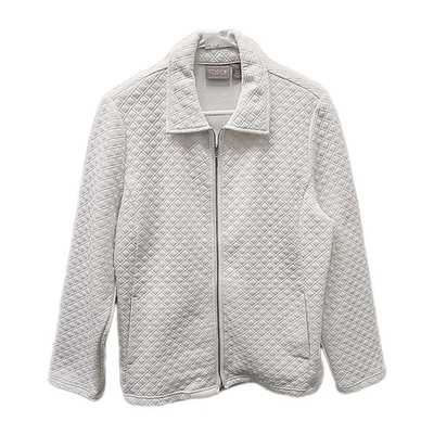 Chico's Womans White Quilted Zip Up Jacket Size 2/ US Large 1113-148 - Image 1 of 3
