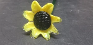VETRO ARTISTICO GIRASOLE GIALLO NERO STELO LUNGO VETRO FIORE 19 1/2" - Foto 1 di 4