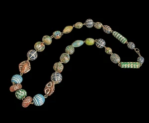 Old Ethnic Handmade Ceramic Beads Necklace – Inspired by Ancient African Designs - Picture 1 of 4