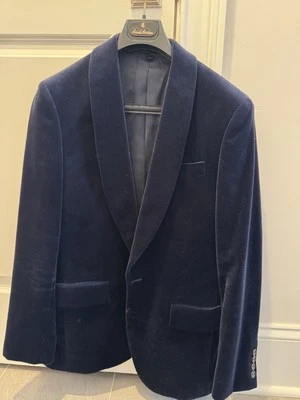 Blazer J.Crew Ludlow SlimFit Chal Esmoquin Cena Chaqueta Azul Marino Terciopelo 36S Foto 1 de 2