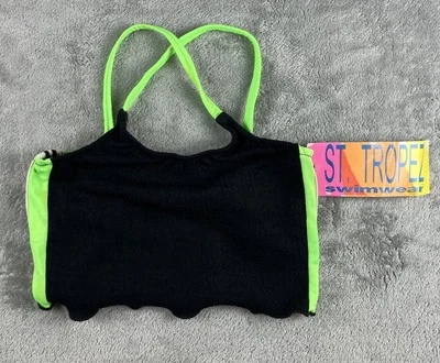 Traje de baño vintage años 90 St. Tropez niñas talla 10 negro verde espalda deportiva Foto 1 de 4