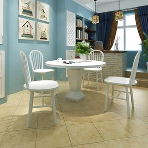 Chair Set of 4 White Solid Rubber Wood Standard Durable Chair - Picture 1 of 6