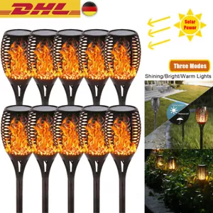 96 LEDs Solarleuchte Garten Beleuchtung Solar Licht Lampe Fackel Leuchte Flamme - Bild 1 von 20