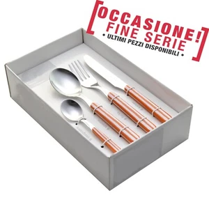 Servizio posate 24 pezzi 6 posti tavola pezzi colorate bonita righe arancio 79 - Foto 1 di 2