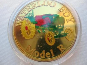 1-OZ JOHN DEERE TRACTOR WATERLOO BOY MODEL R ENGRAVABLE .999 SILVER COIN +GOLD - Picture 1 of 9