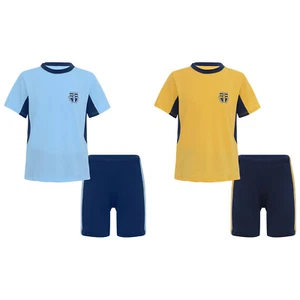Kids Boys Swimsuit Color Contrast Bathing Suit Swim Top And Shorts Swimwear - Picture 1 of 25