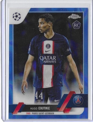 2022-23 Topps Chrome UEFA Hugo Ekitike Blue Lava Refractor SSP RC PSG - Image 1 of 2