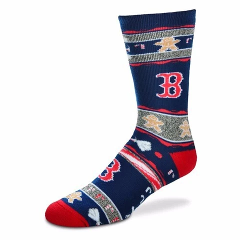 Boston Red Sox MLB Men's For Bare Feet Ugly Christmas Socks-SZ L Cover