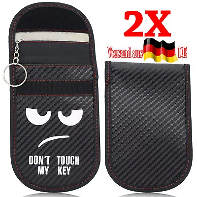 2stk Auto Schlüssel Keyless Go Schutz RFID Funk Blocker Tasche Etui Hülle Carbon - Bild 1 von 4