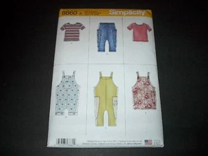 Simplicity Pattern 8660 Toddlers' Knit Top Pants Jumper Overalls 2 Sizes 1/2~4 U - Picture 1 of 3