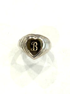 14k Gold Sterling Silver Heart Initial Ring Size 4.75 - Picture 1 of 7