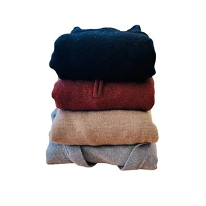 Lot of 4 100% Merino Wool Neutral Sweaters Crafters Cutters Up-Cycle DIY Flaws - Picture 1 of 9