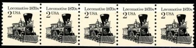 Locomotive Reprint Block Tagged Dull Gum MNH PNC5 PL 1 Scott 2226 - Image 1 of 2