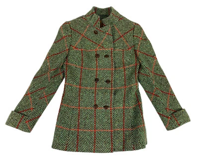 Abrigo de lana Bert Geiger vintage años 60 verde a cuadros para mujer talla XS/S Foto 1 de 4