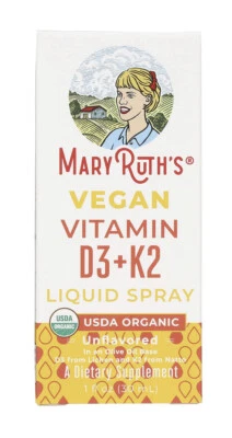 MaryRuth’s Vegan Vitamina D3+K2 Spray Líquido Sin OGM Sin Gluten 1oz Ex. 06/2025 Foto 1 de 4