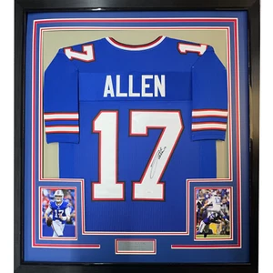Framed Autographed/Signed Josh Allen 35x39 Buffalo Bills Blue Jersey JSA COA - Picture 1 of 1