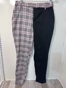 Hot Topic Hose Damengröße Medium, halb kariert, halb einfarbig Grunge Punk Rock - Bild 1 von 12