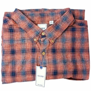 ROWM 3XT Plaid Rust Long Sleeve Button Up Flannel Shirt Tall Man - Picture 1 of 10