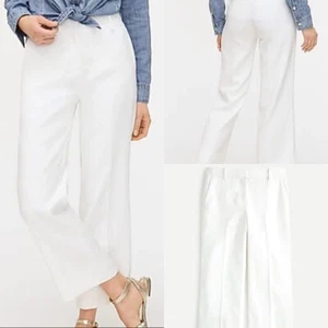NUEVO CON ETIQUETAS J.CREW Pantalón Peyton Talla 2 en lino elástico BLANCO Artículo L2881 $98 - Imagen 1 de 9