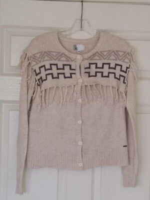 Volcom Wolf Clan Cardigan Sweater Women's Size S/P/10 Boho w/Fringe - Image 1 of 4