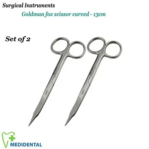 Set Of 2 Surgical Dental Instruments Goldman Fox Scissor Cur 13cm for dissecting - Picture 1 of 3