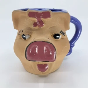 Vintage Unique MSR Terra Cotta Art Pottery 3D Girl Pig Face Coffee Cup Mug - Picture 1 of 8