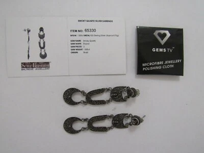 Ювелирные изделия - драгоценные камни ТВ серьги #65330 - серебро 8,70 граммов - бриллианты - Изображение 1 из 2