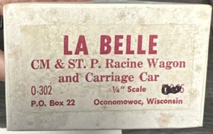 La Belle O Scale Craftsman Kit O-302 CM & St. P. Racine Wagon and Carriage Car - Bild 1 von 4