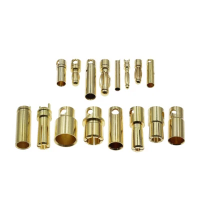 2/8mm Gold Bullet Connectors / Banana Plugs For Rc Car/Truck/Drone Lipo Battery - Image 1 of 4