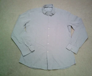 Zara Man Button Up Shirt Large White Polka Dot Slim Fit - Picture 1 of 7