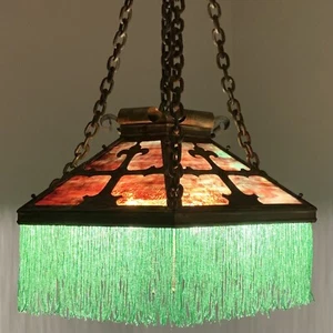 Vintage Lighting Restored Mission Style Stained Glass Chandelier INCREDIBLE! - Picture 1 of 12