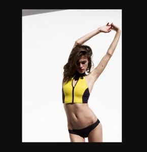 LISA MARIE FERNANDEZ Black Green Zip Up Top Bikini Set Neoprene Wetsuit RRP $600 - Picture 1 of 16