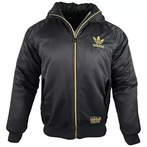 Adidas Jacke Chile 62 Vintage mit Kapuze Herbst / Winter 2009 Gr. M schwarz gold - Bild 1 von 15