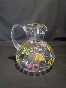 Pitcher Romanian Crystal-Clear Bordeaux Grapevine Design - Picture 1 of 11