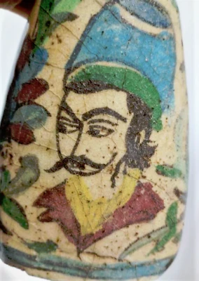 Antiguo Jarrón Botella Floral Qajar Multicolor Pintado a Mano Shahenshah Lote 6-1/2" Foto 1 de 4