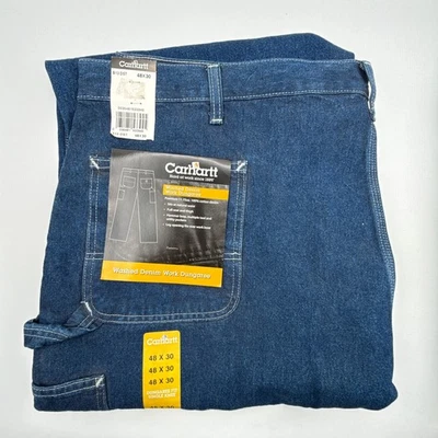 Carhartt Washed Denim Work Dungaree Pants Jeans Mens 48X30 B13 DST NWT NOS - Image 1 of 4