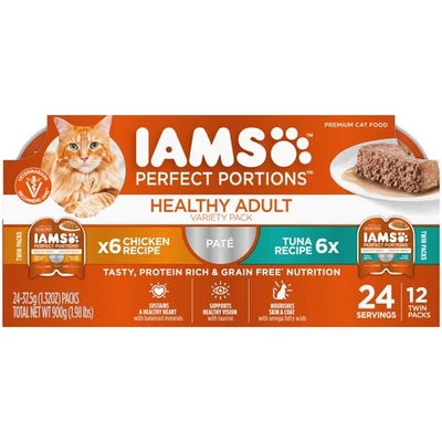 Iams Grain Free Wet Cat Food Variety, Perfect Portions 1.32oz Trays (12 Pack) - Image 1 of 4