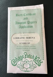 Papeles de adopción certificado de nacimiento Cabbage Patch Kids - Sellados - Lorraine Serena - Imagen 1 de 7