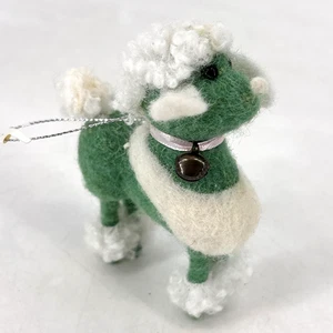 Retro grün mit weißem Filz Pudel Hund Ornament Zielscheibe 4" 2019 - Bild 1 von 6