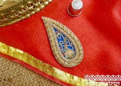 Ethnic Indian Asian Paisley Beaded Goldwork Zardozi Applique Patch MA775 - Image 1 of 4