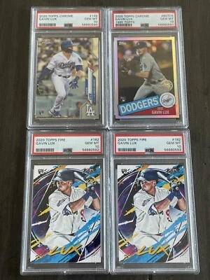 Gavin LUX 2020 Topps CHROME, 1985 Refractor, FIRE Rookie PSA 10 Gem Lot (4) RC - Image 1 of 4