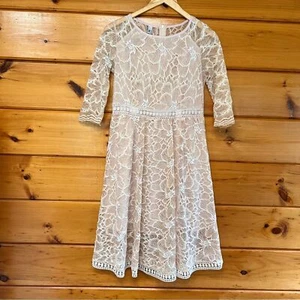H.J.W. Elegantes Kleid Spitze Rundhals 3/4 Arm Fit & Flare gefüttert S - Bild 1 von 6