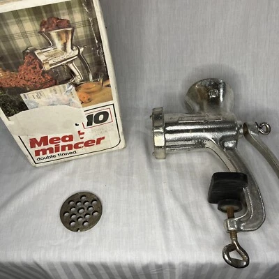 Picadora de carne vintage Alfa 10 doble estañado con caja original Foto 1 de 4