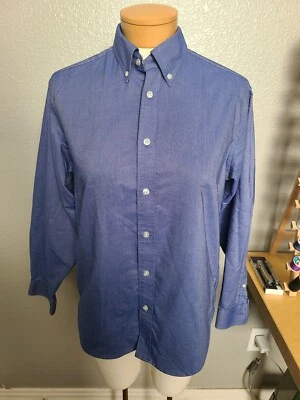 Lands End 法国蓝色校服女孩长袖连衣裙衬衫,尺寸 16 12 岁 — 第 1/4 张图片