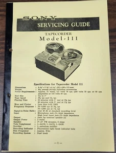 Sony 111 Tapecorder Service Guide - Original - Bild 1 von 1