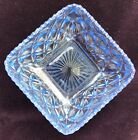 Antique (1930s) IMPERIAL VIENNA BLUE DIAMOND BLOCK Glass Dish, Starburst Bottom!