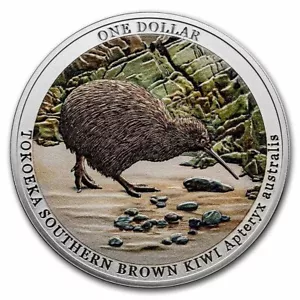 Nueva Zelanda - 2023 - 1 OZ moneda de plata a prueba de kiwi - moneda marrón kiwi - Imagen 1 de 7
