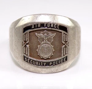 Men's Military Air Force Security Police Sterling Silver Signet Ring Sz 9.5 FZZ - Picture 1 of 5