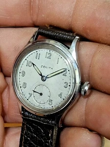 1945 Zenith Manual wind w/sub second & Stainless case, brevet Stainless Back - Picture 1 of 7