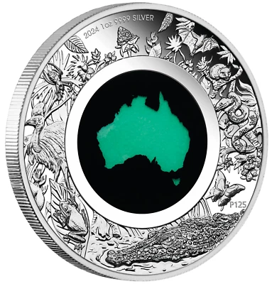 Australian 2024 1oz Silver Proof $1 CHRYSOPRASE Coin Great Southern Land - Image 1 of 4